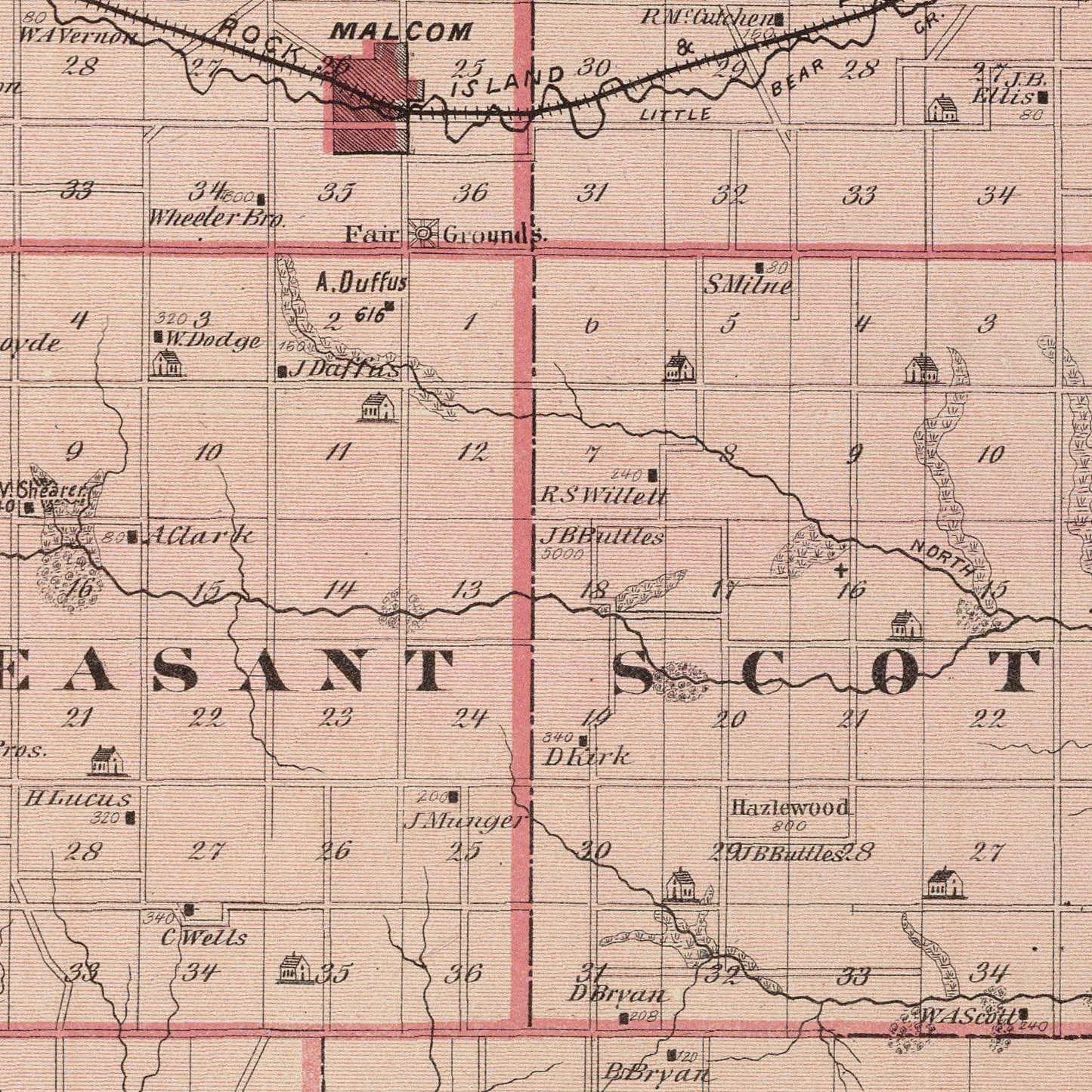 Vintage Map of Poweshiek County, Iowa, 1875