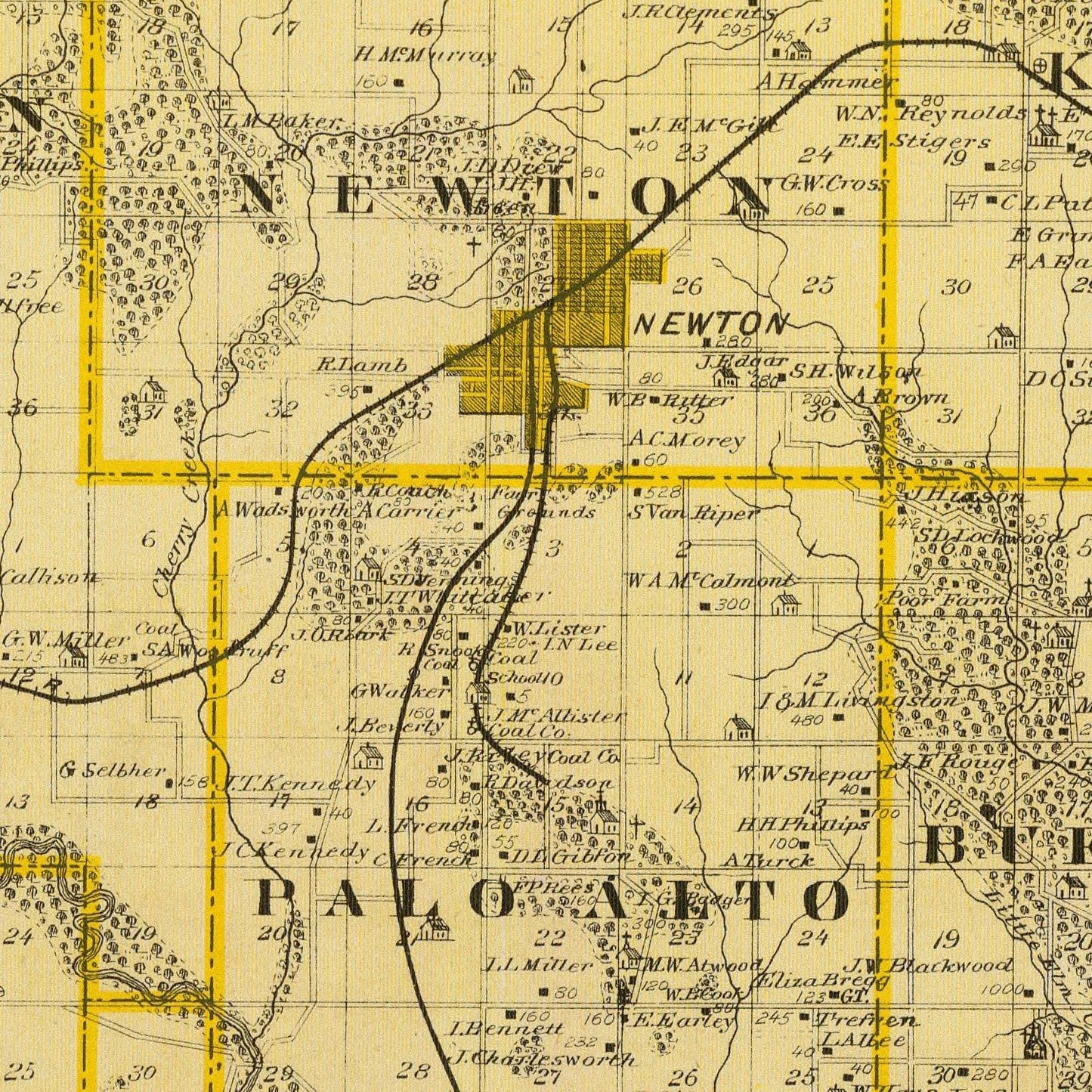 Vintage Map of Jasper County, Iowa, 1875