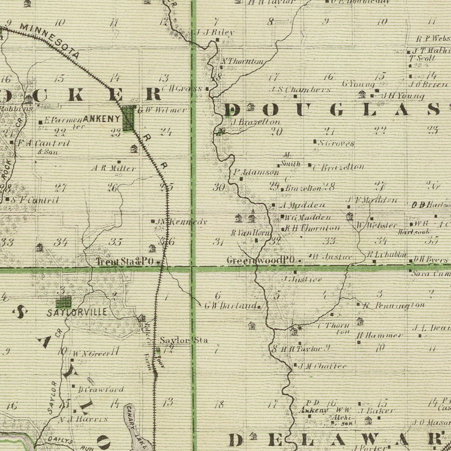 Vintage Map of Polk County, Iowa, 1875