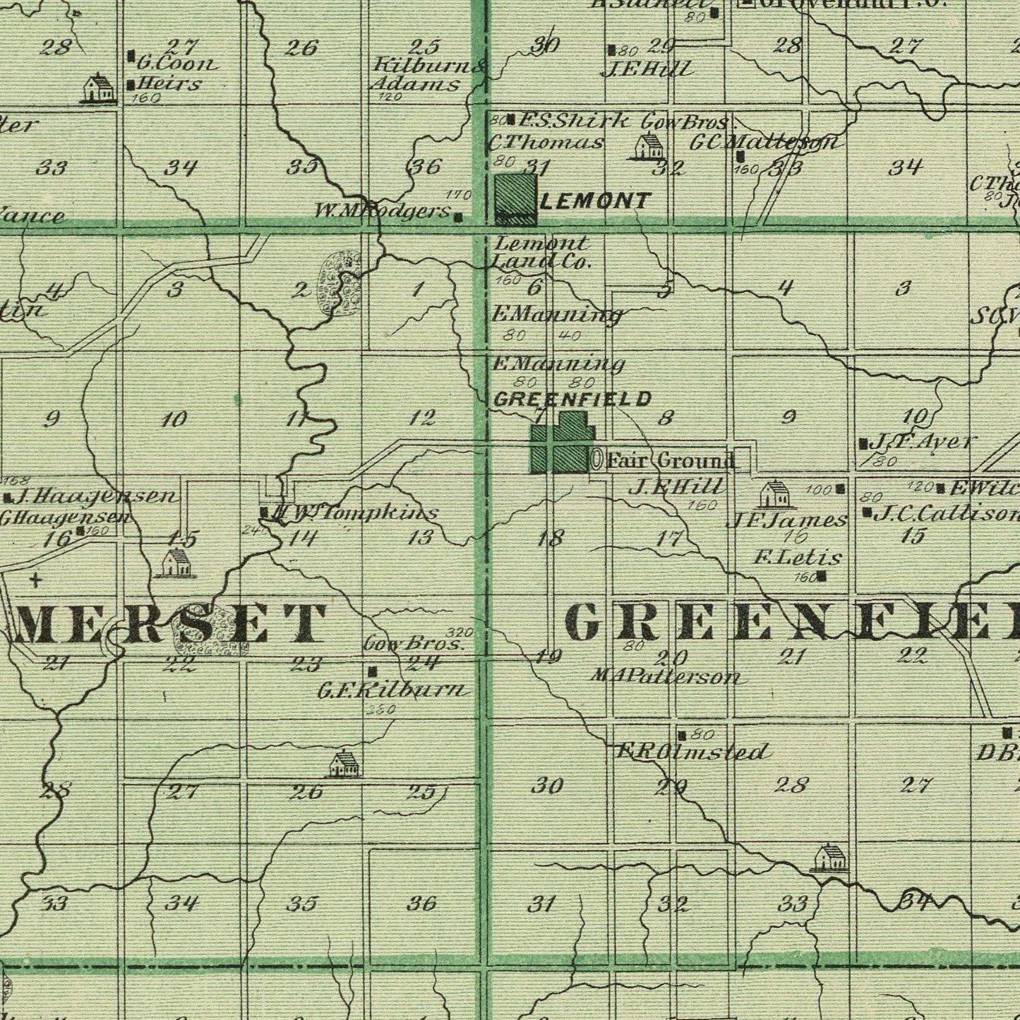 Vintage Map of Adair County, Iowa, 1875