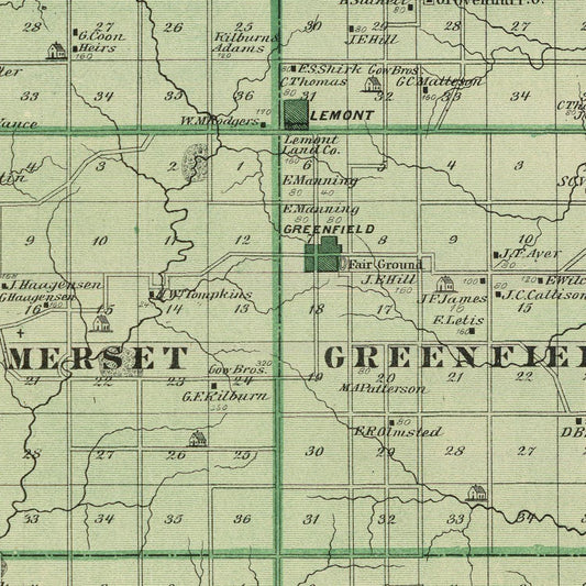 Vintage Map of Adair County, Iowa, 1875