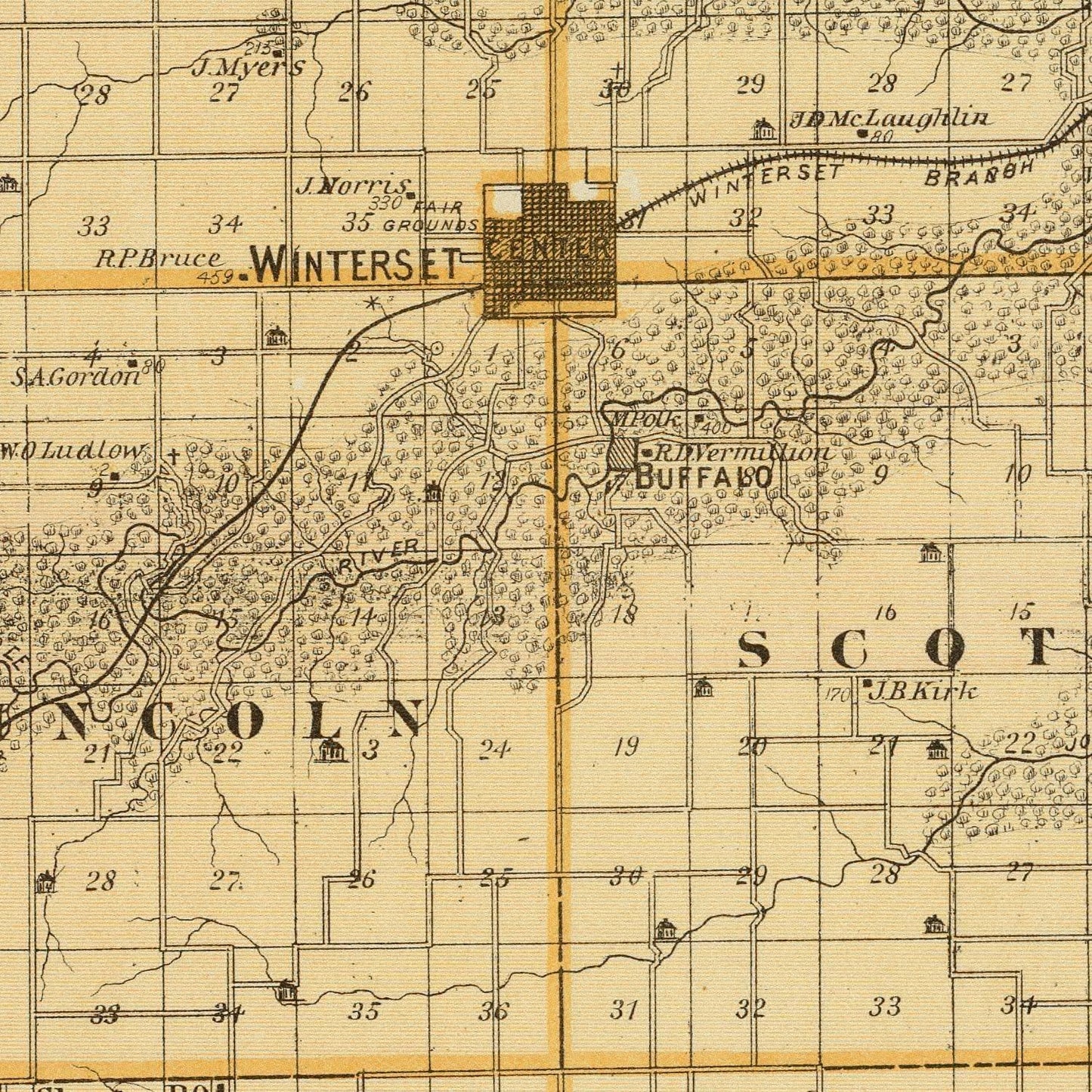 Vintage Map of Madison County, Iowa, 1875