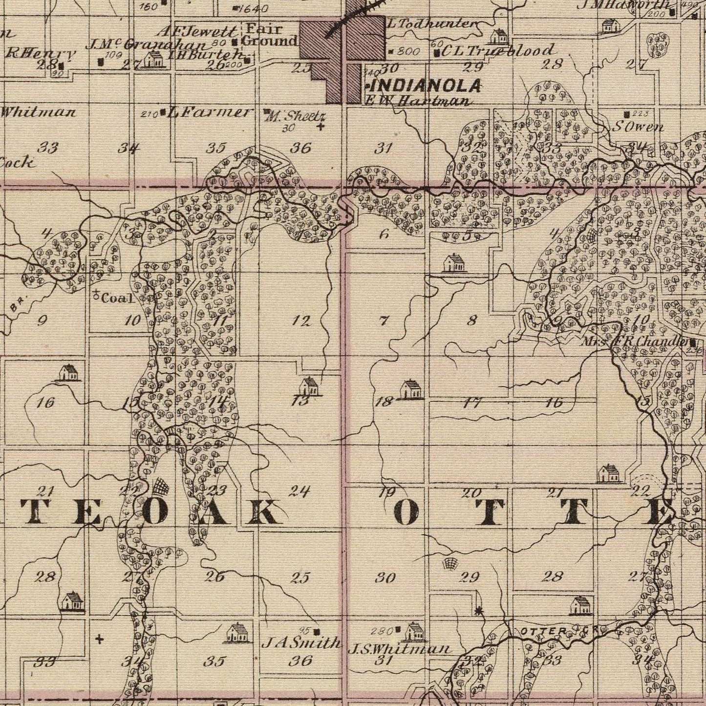 Vintage Map of Warren County, Iowa, 1875
