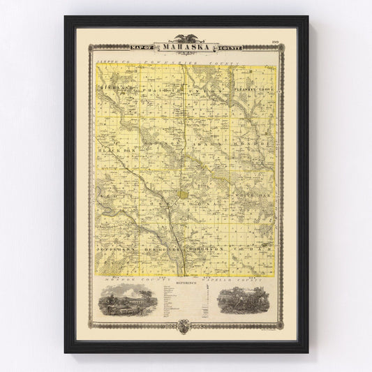 Vintage map of Mahaska County, Iowa, 1875