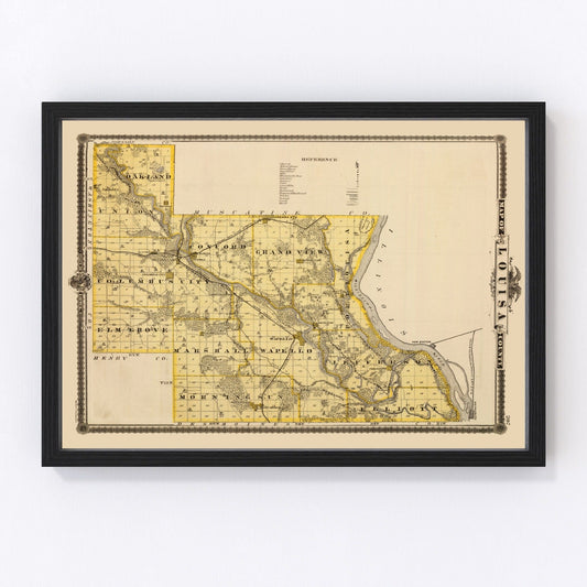 vintage map of Louisa County, Iowa, 1875
