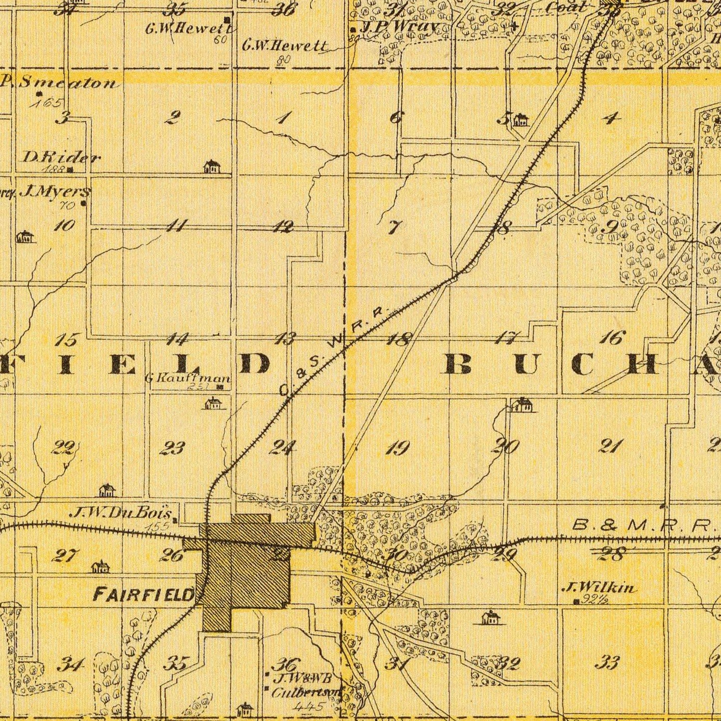 Vintage Map of Jefferson County, Iowa, 1875