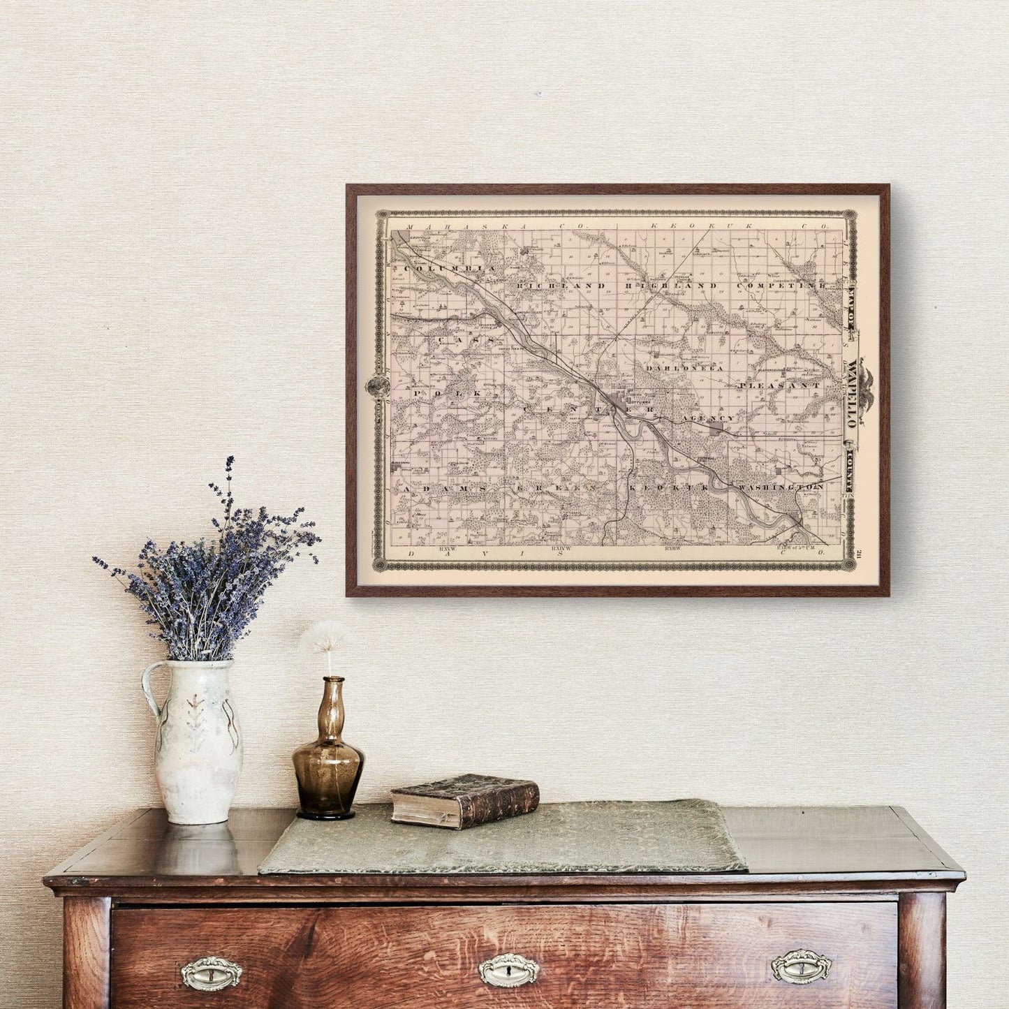 Vintage Map of Wapello County, Iowa, 1875