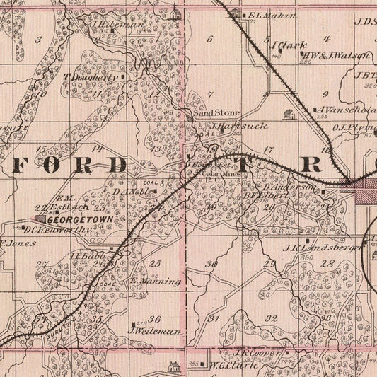 Vintage Map of Monroe County, Iowa, 1875