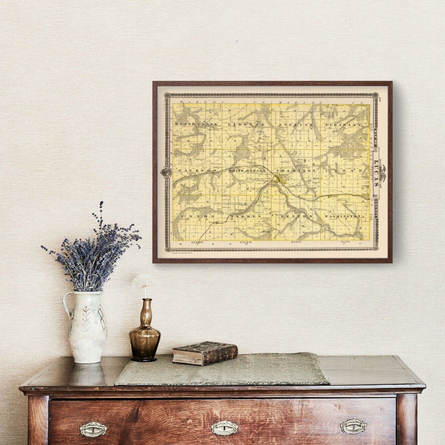 Vintage Map of Lucas County, Iowa, 1875