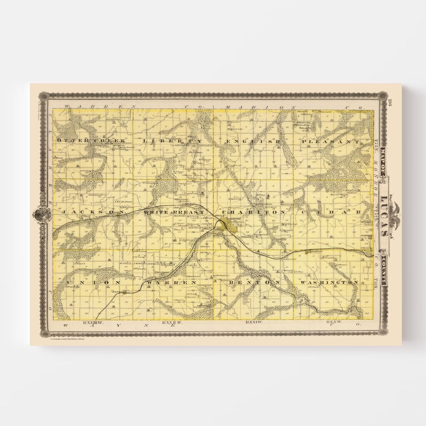 Vintage Map of Lucas County, Iowa, 1875