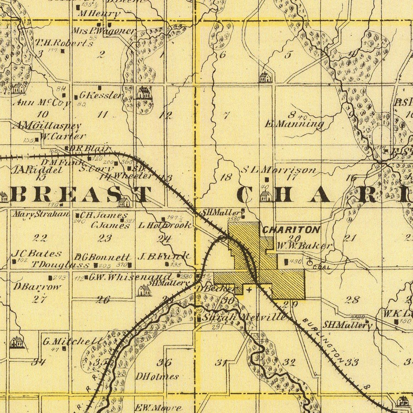 Vintage Map of Lucas County, Iowa, 1875