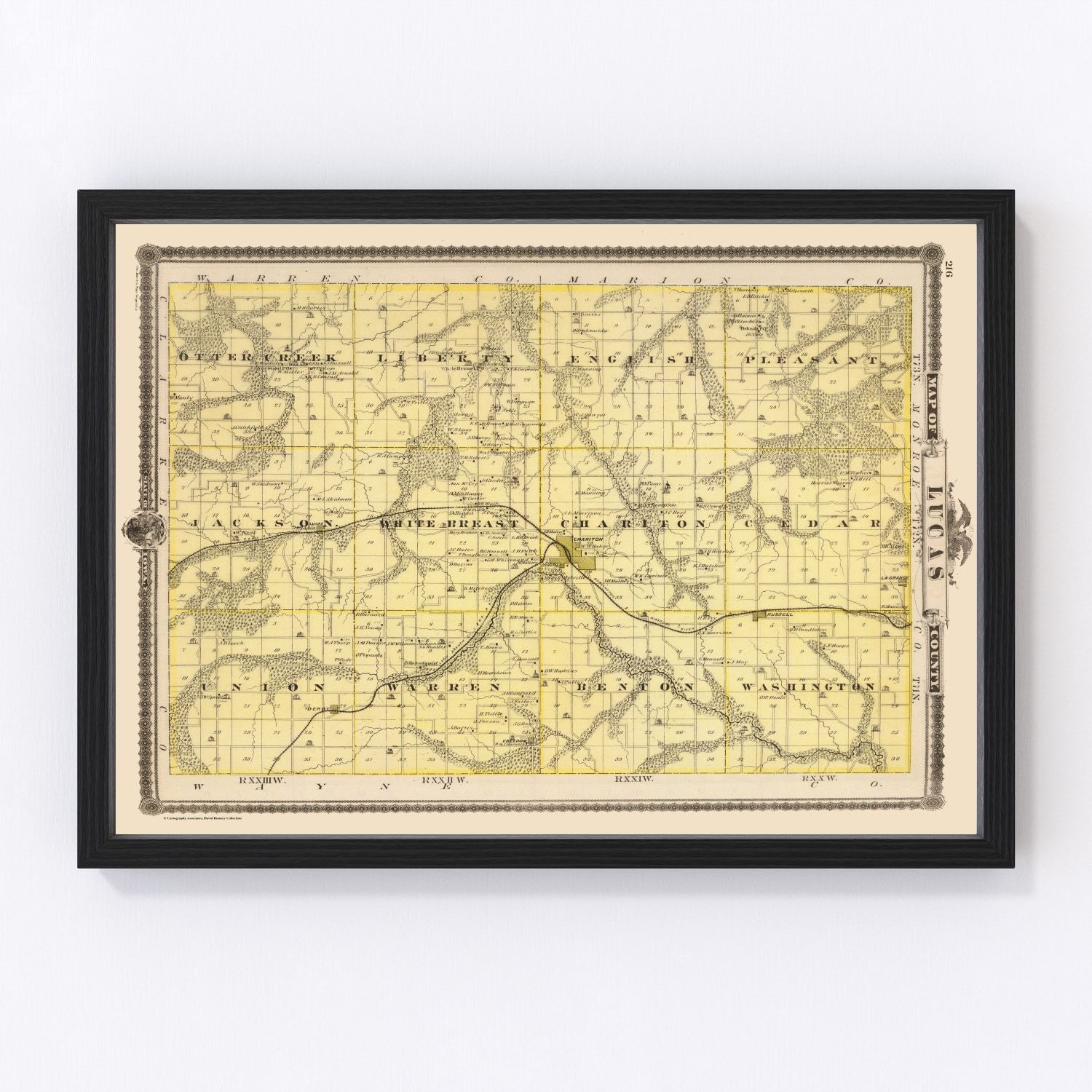 Vintage map of Lucas County, Iowa, 1875