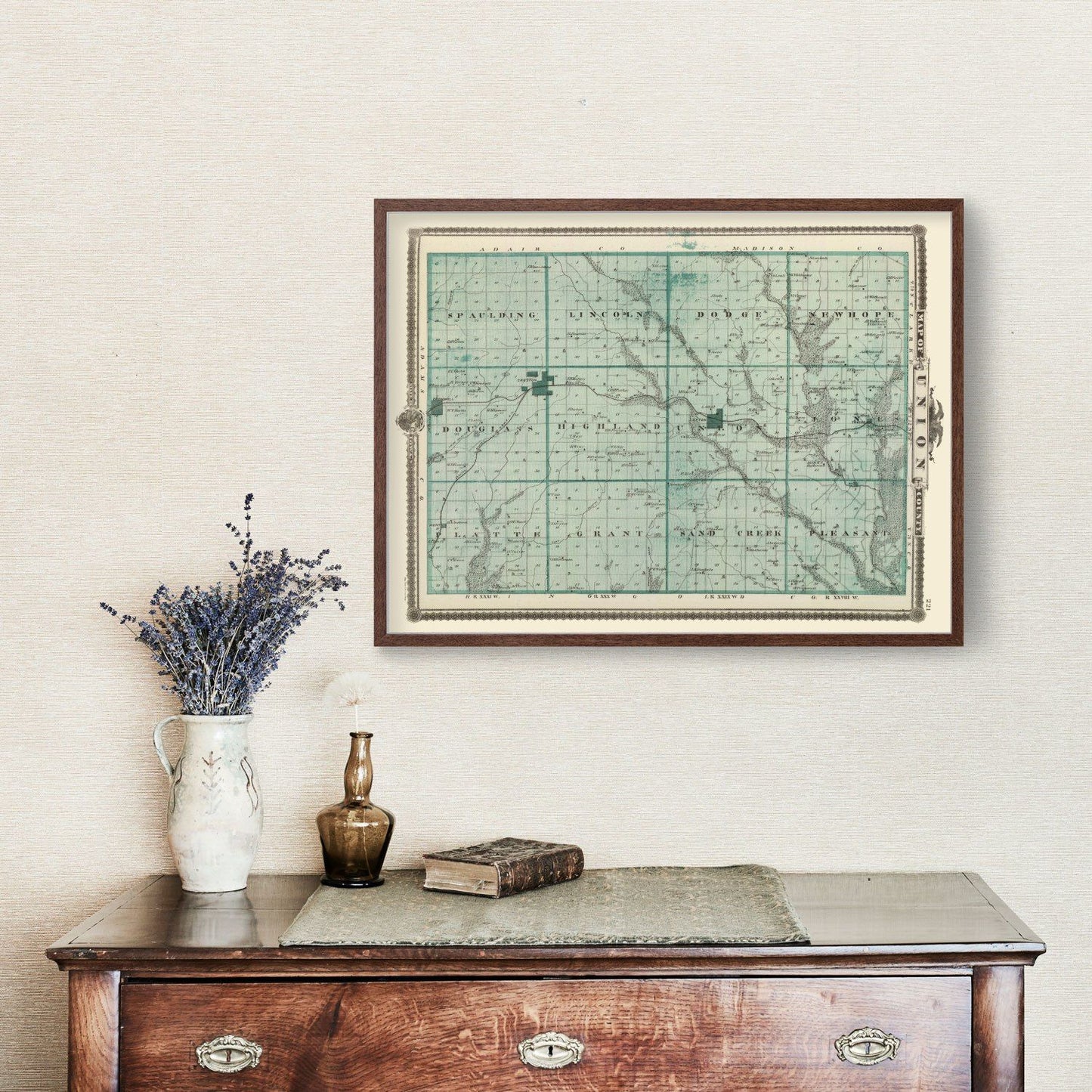 Vintage Map of Union County, Iowa, 1875