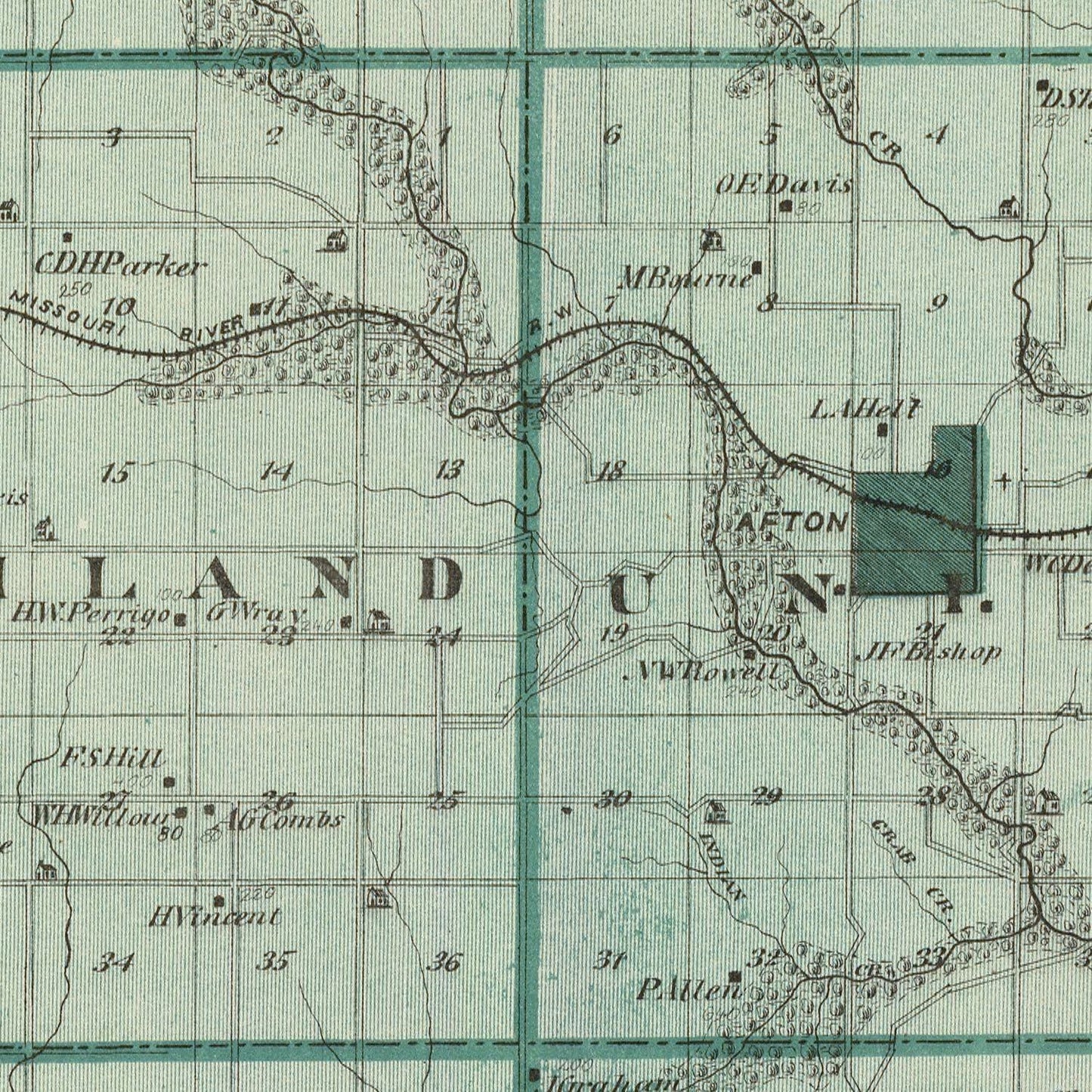Vintage Map of Union County, Iowa, 1875