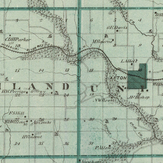 Vintage Map of Union County, Iowa, 1875