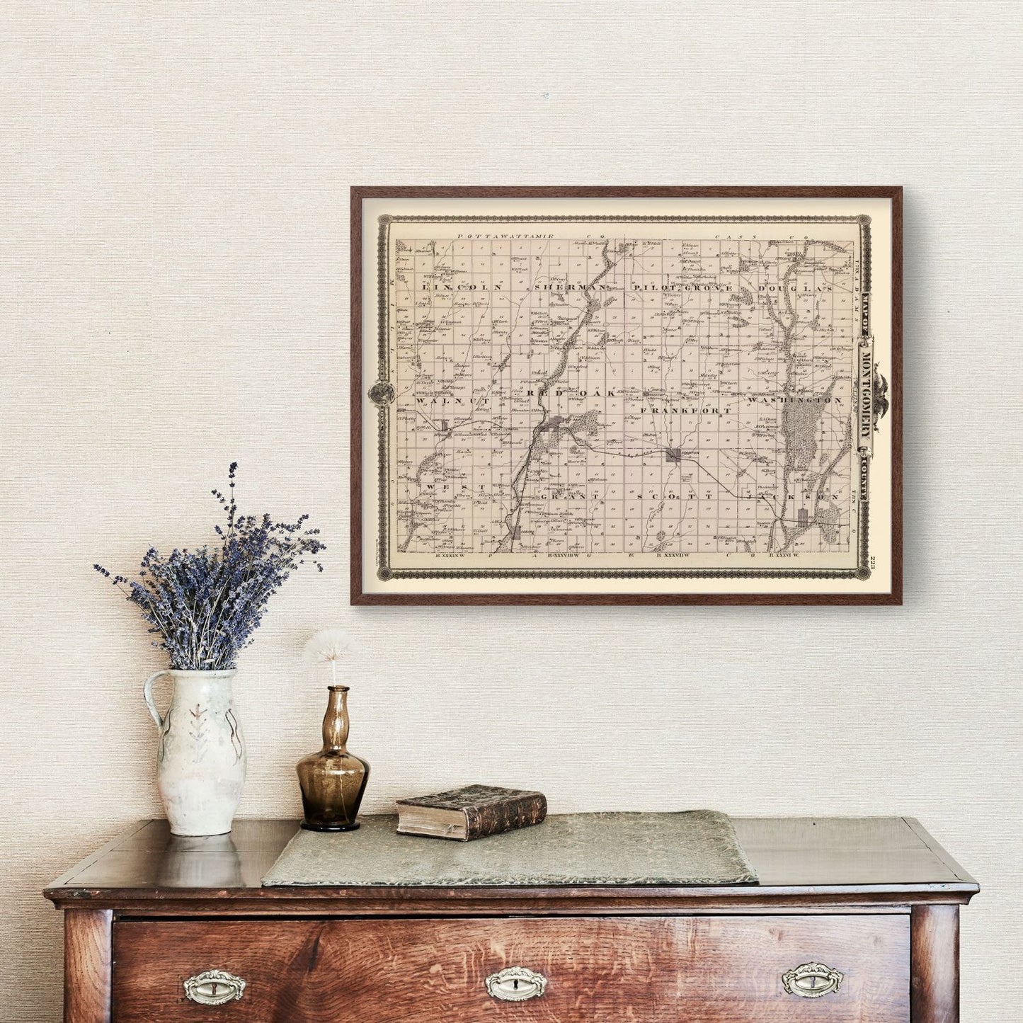 Vintage Map of Montgomery County, Iowa, 1875