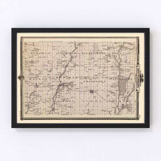 Vintage map of Montgomery County, Iowa, 1875