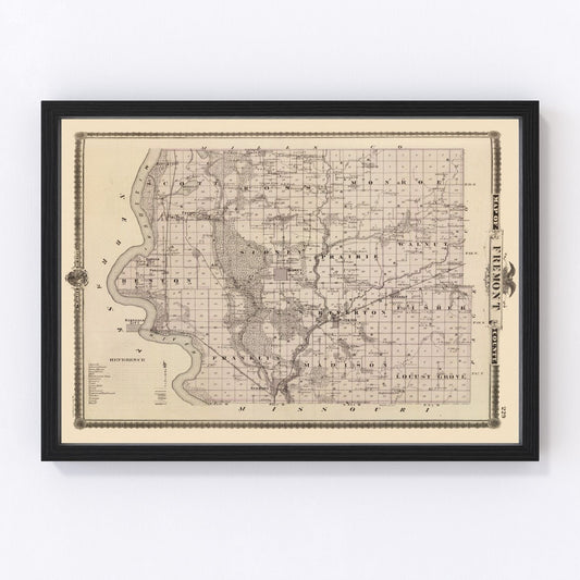 vintage map of Fremont County, Iowa, 1875