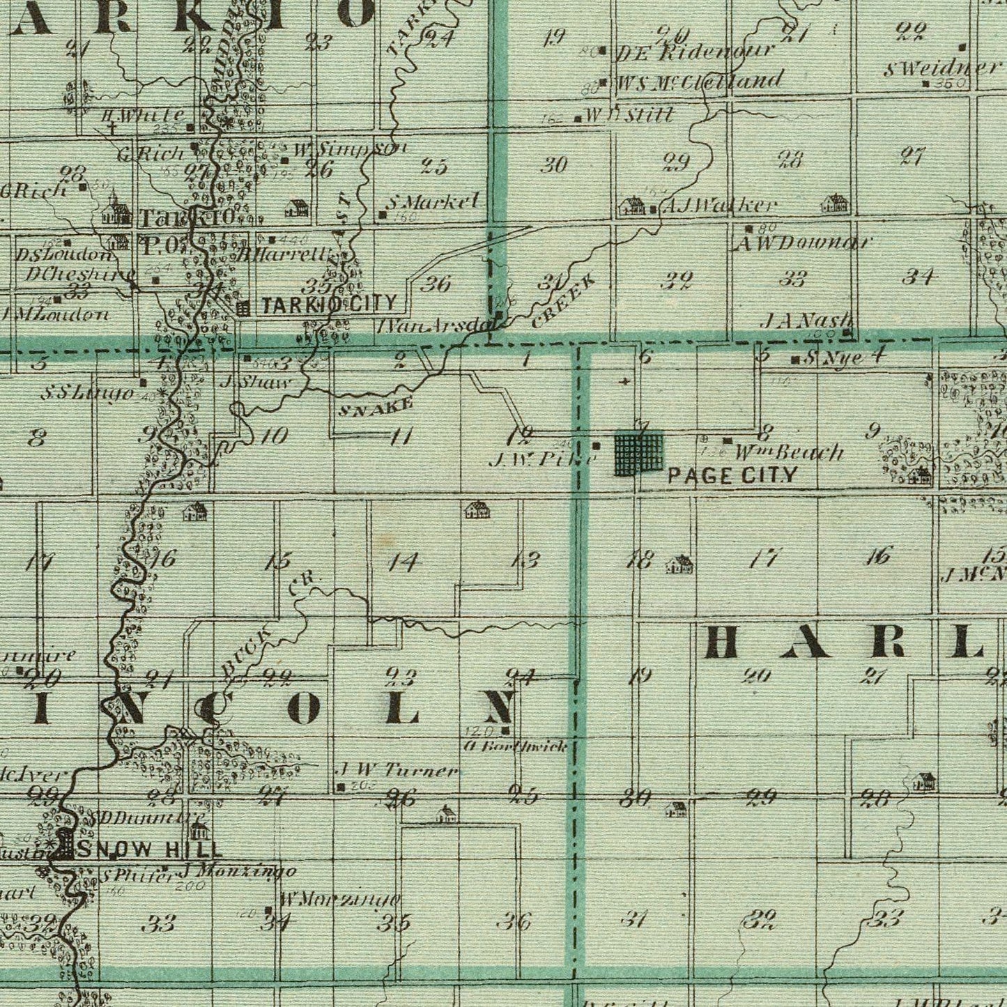 Vintage Map of Page County, Iowa, 1875