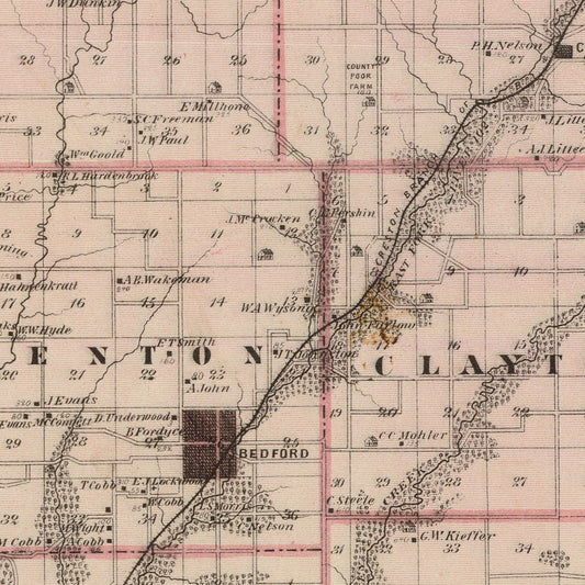 Vintage Map of Taylor County, Iowa, 1875