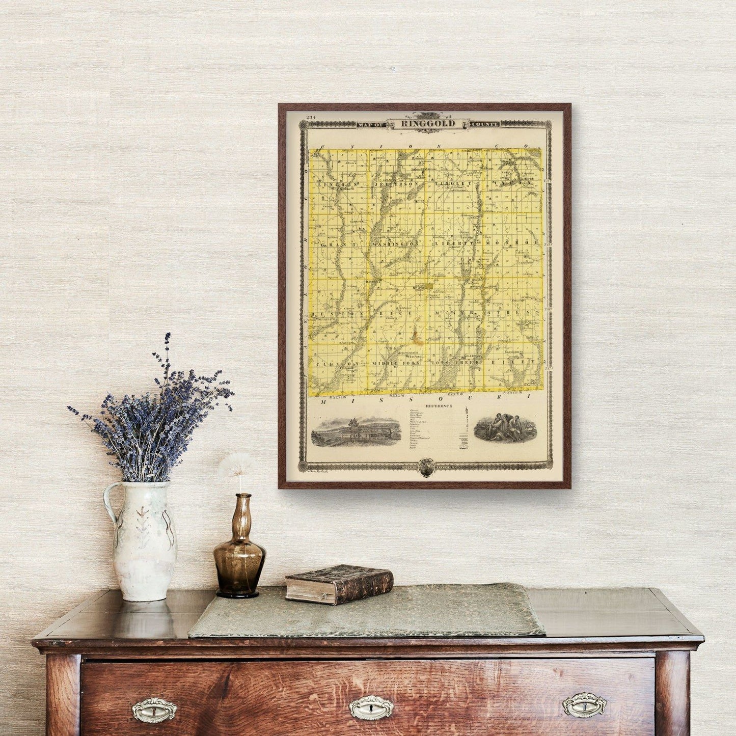Vintage Map of Ringgold County, Iowa, 1875