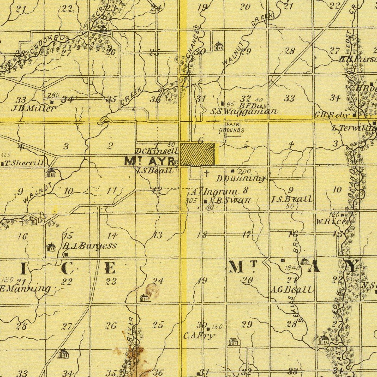 Vintage Map of Ringgold County, Iowa, 1875