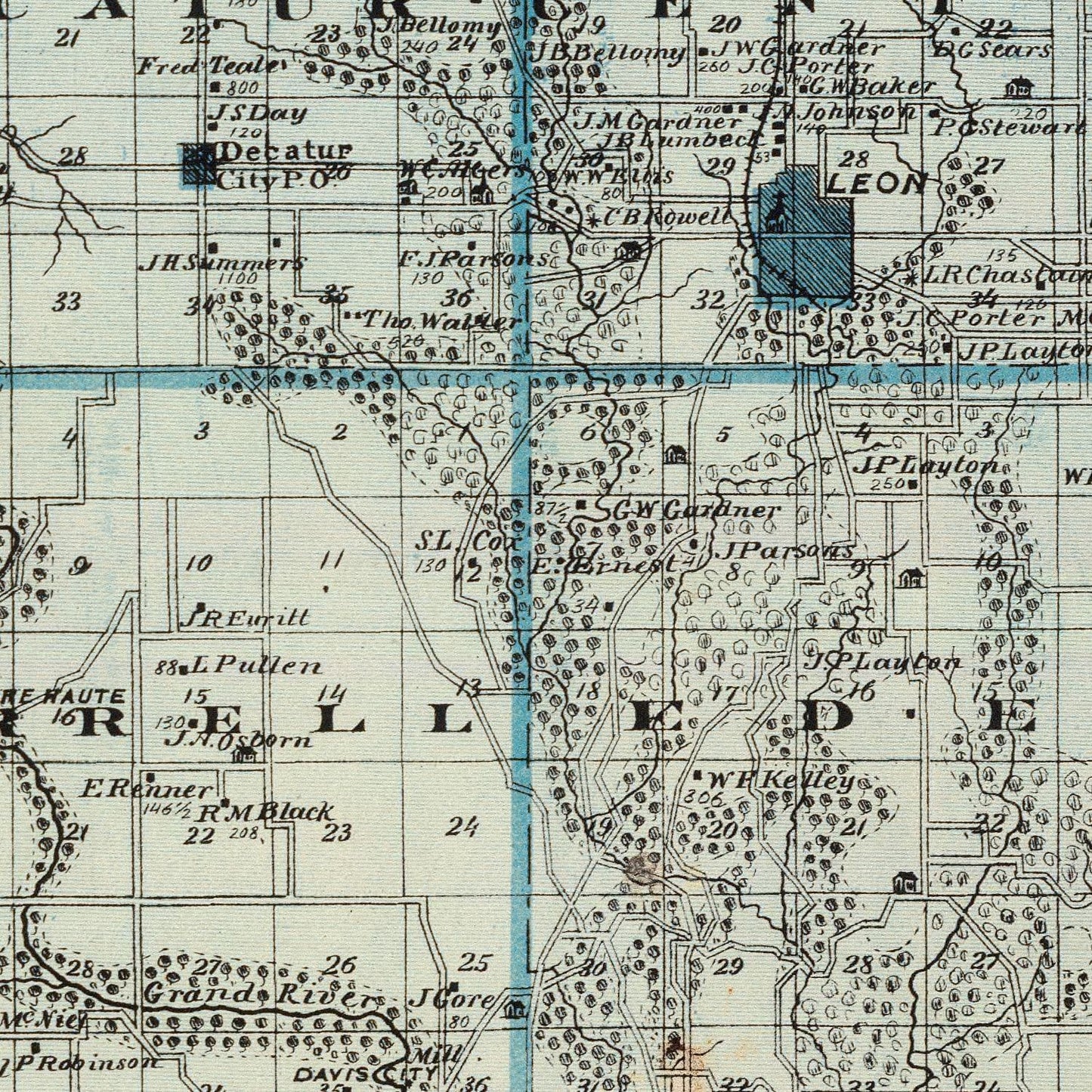 Vintage Map of Decatur County, Iowa 1875