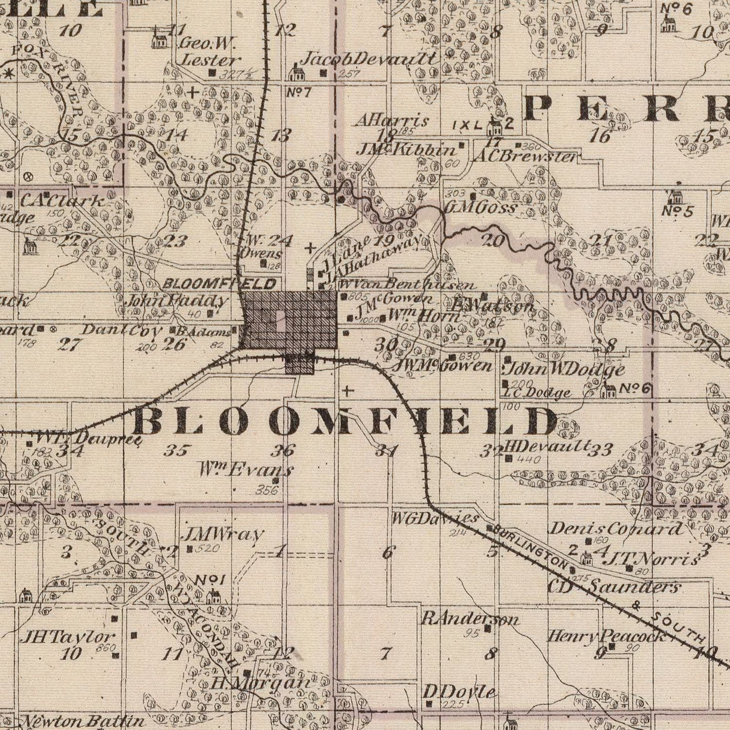 Vintage Map of Davis County, Iowa, 1875