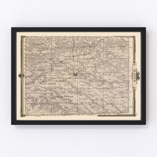 Vintage map of Davis County, Iowa, 1875