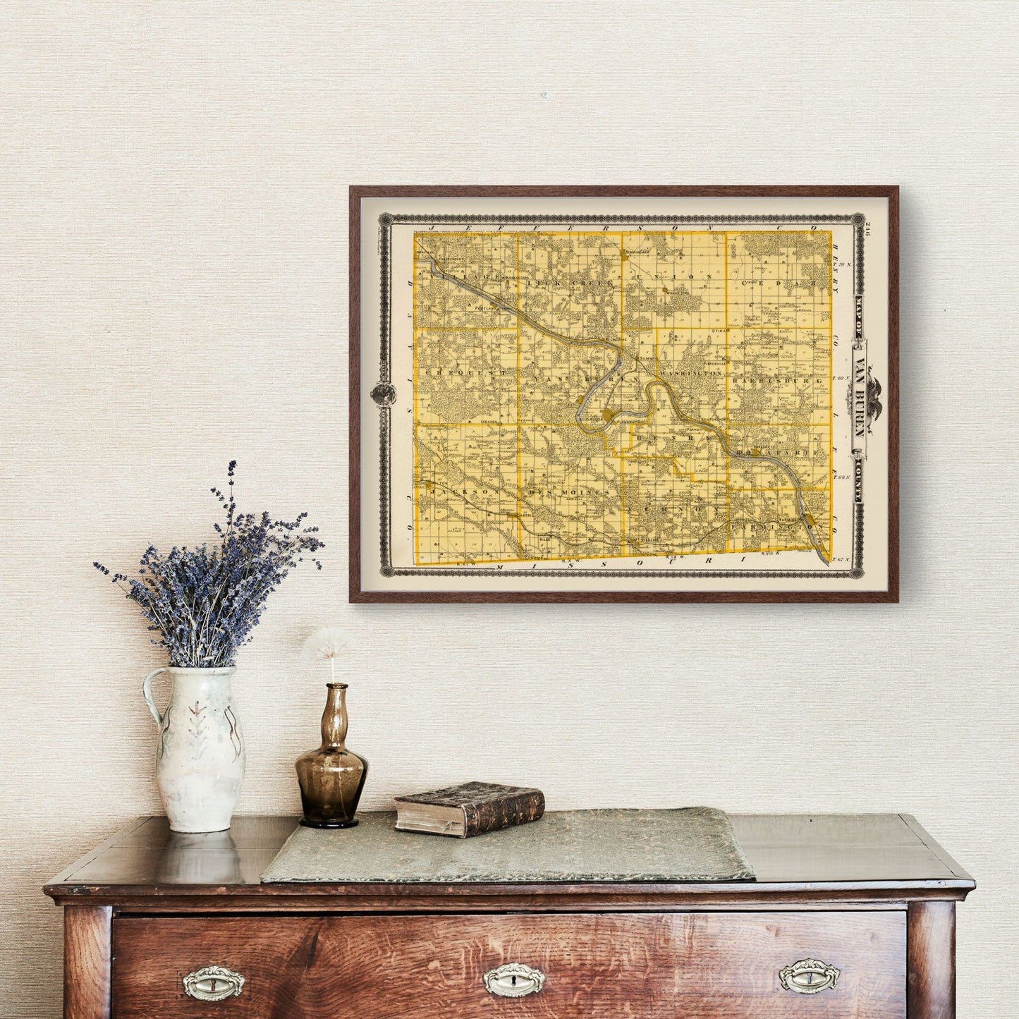 Vintage Map of Van Buren County, Iowa, 1875