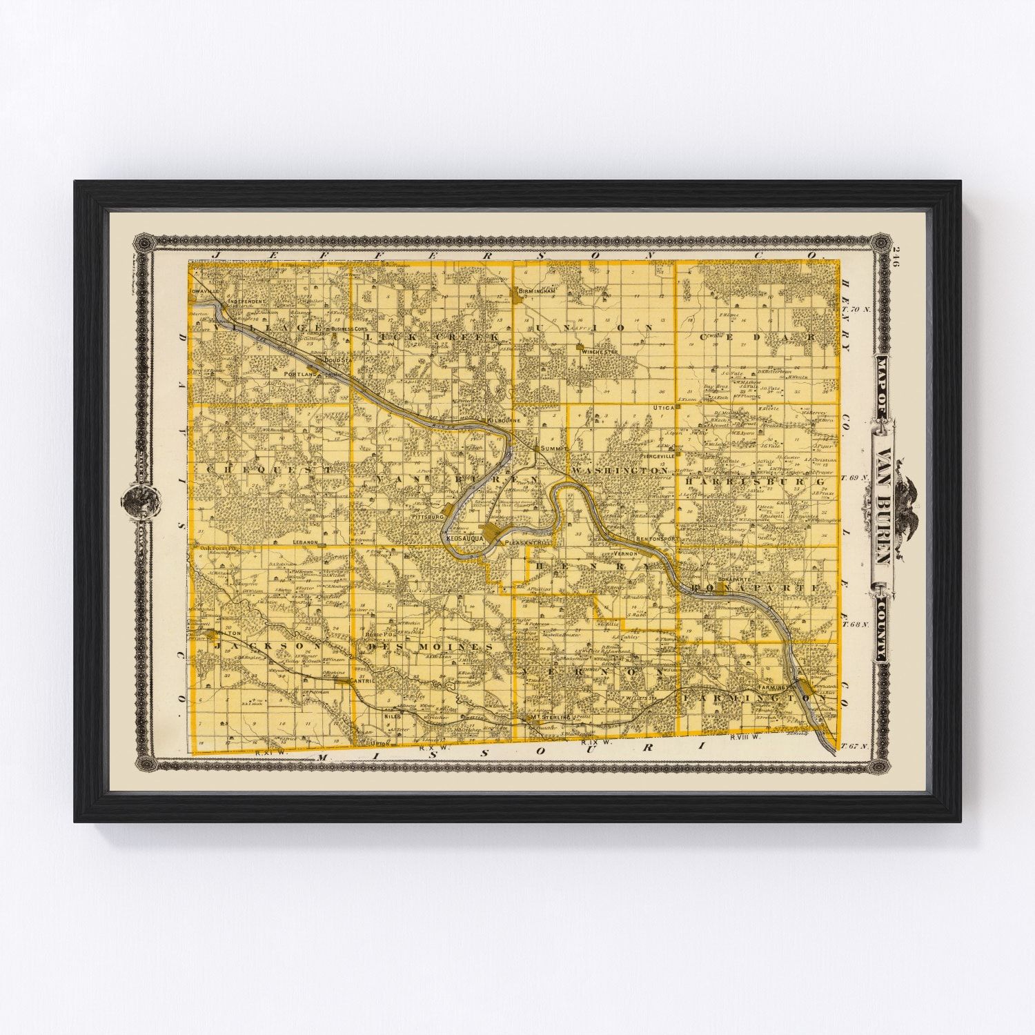 Vintage map of Van Buren County, Iowa, 1875
