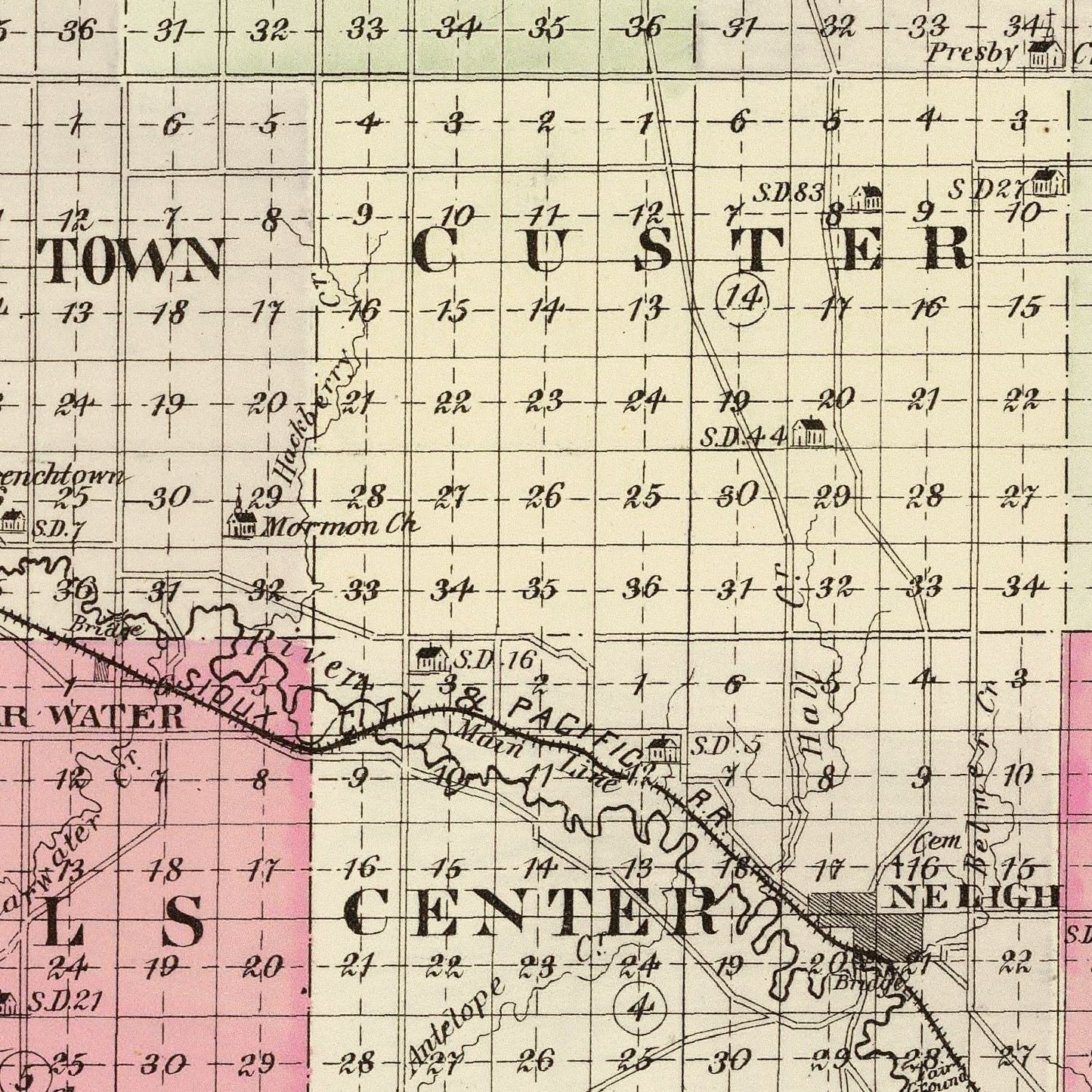 Vintage Map of Antelope County, Nebraska, 1885