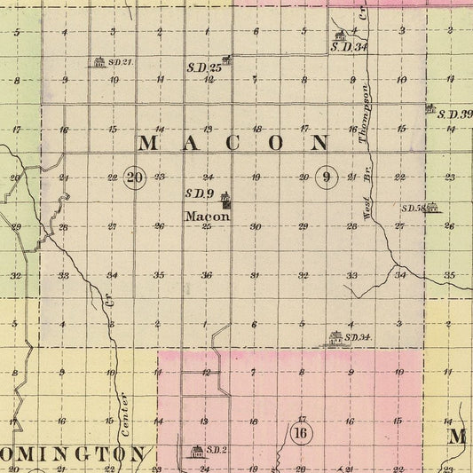 Vintage Map of Franklin County, Nebraska, 1885