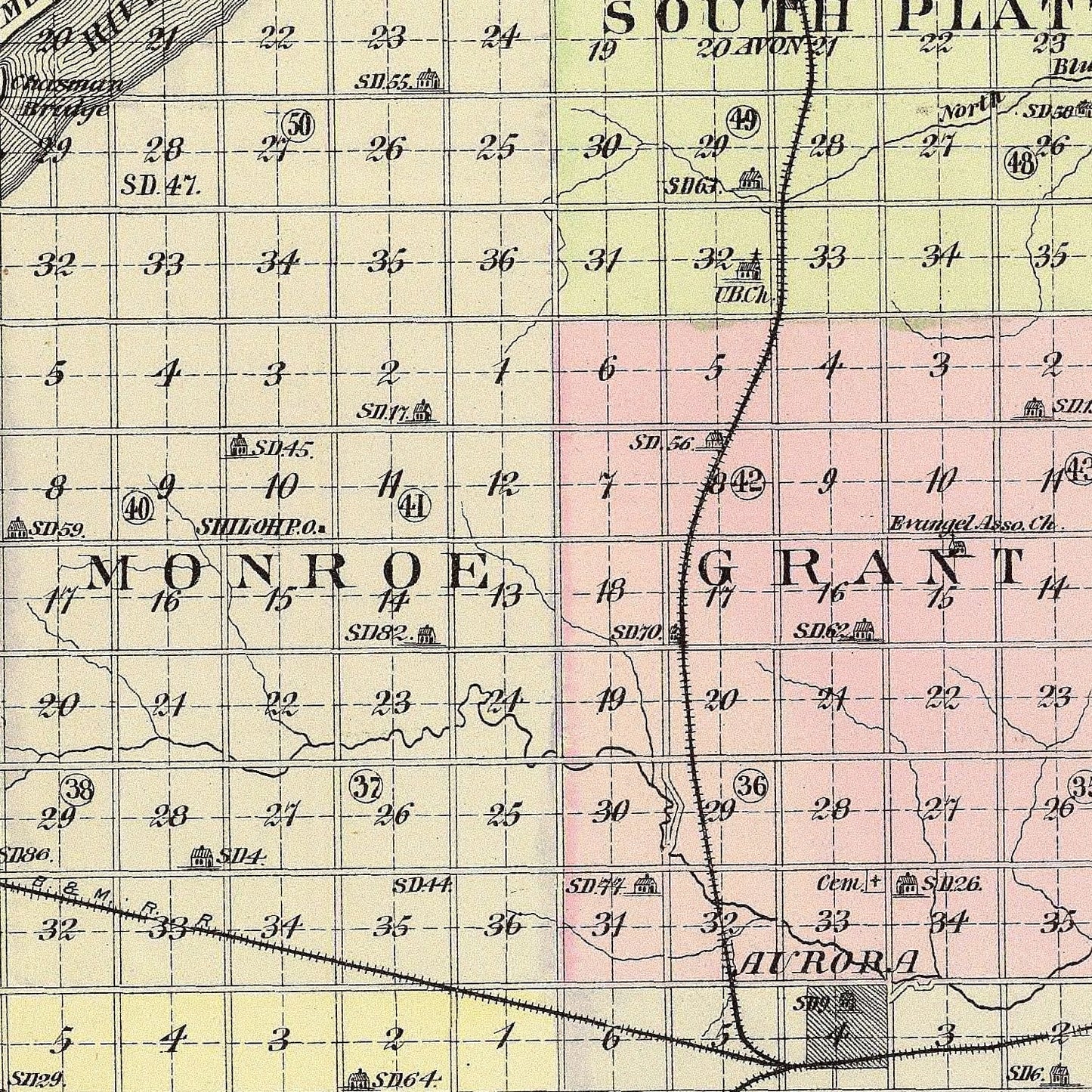 Vintage Map of Hamilton County, Nebraska, 1885