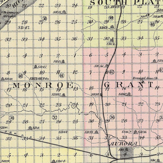 Vintage Map of Hamilton County, Nebraska, 1885