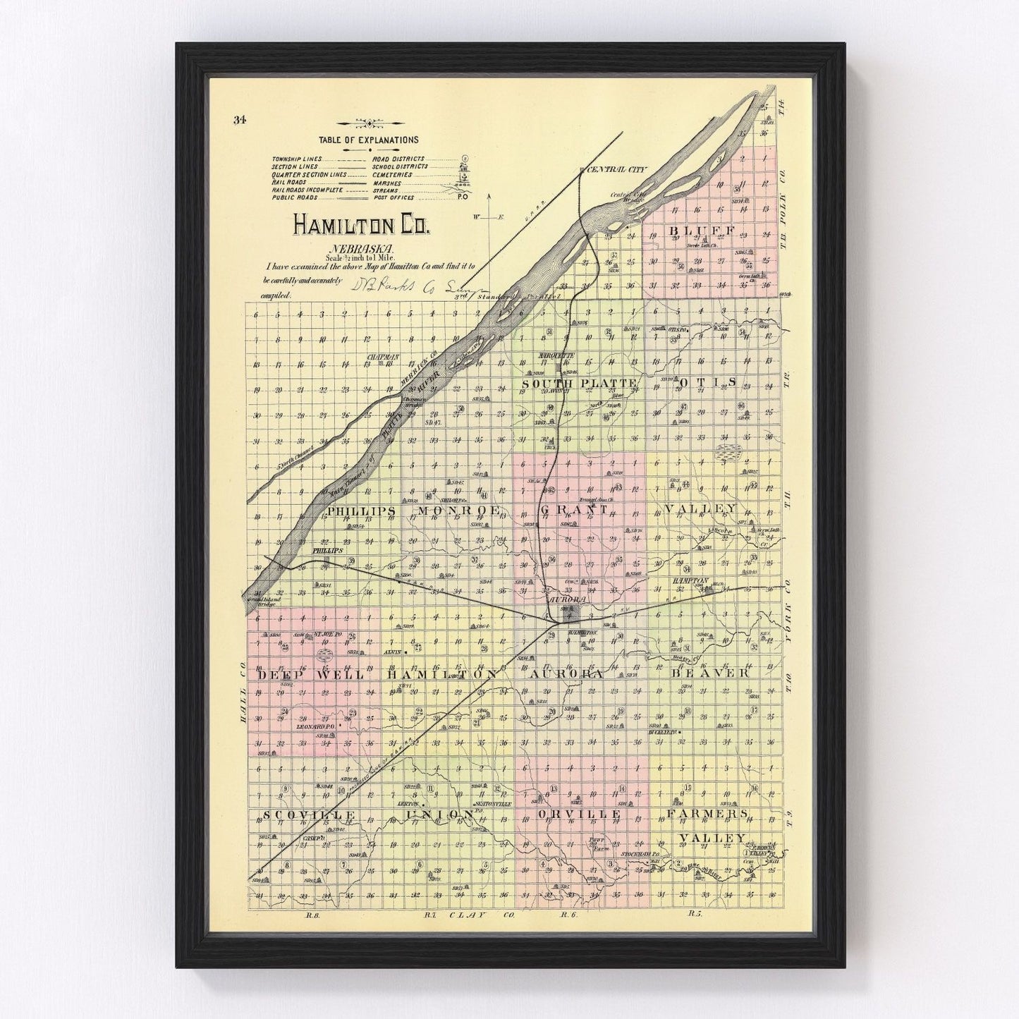 Vintage map of Hamilton County, Nebraska, 1885