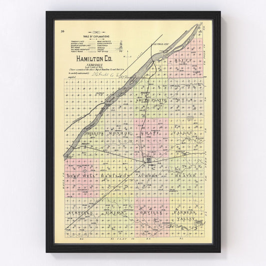Vintage map of Hamilton County, Nebraska, 1885