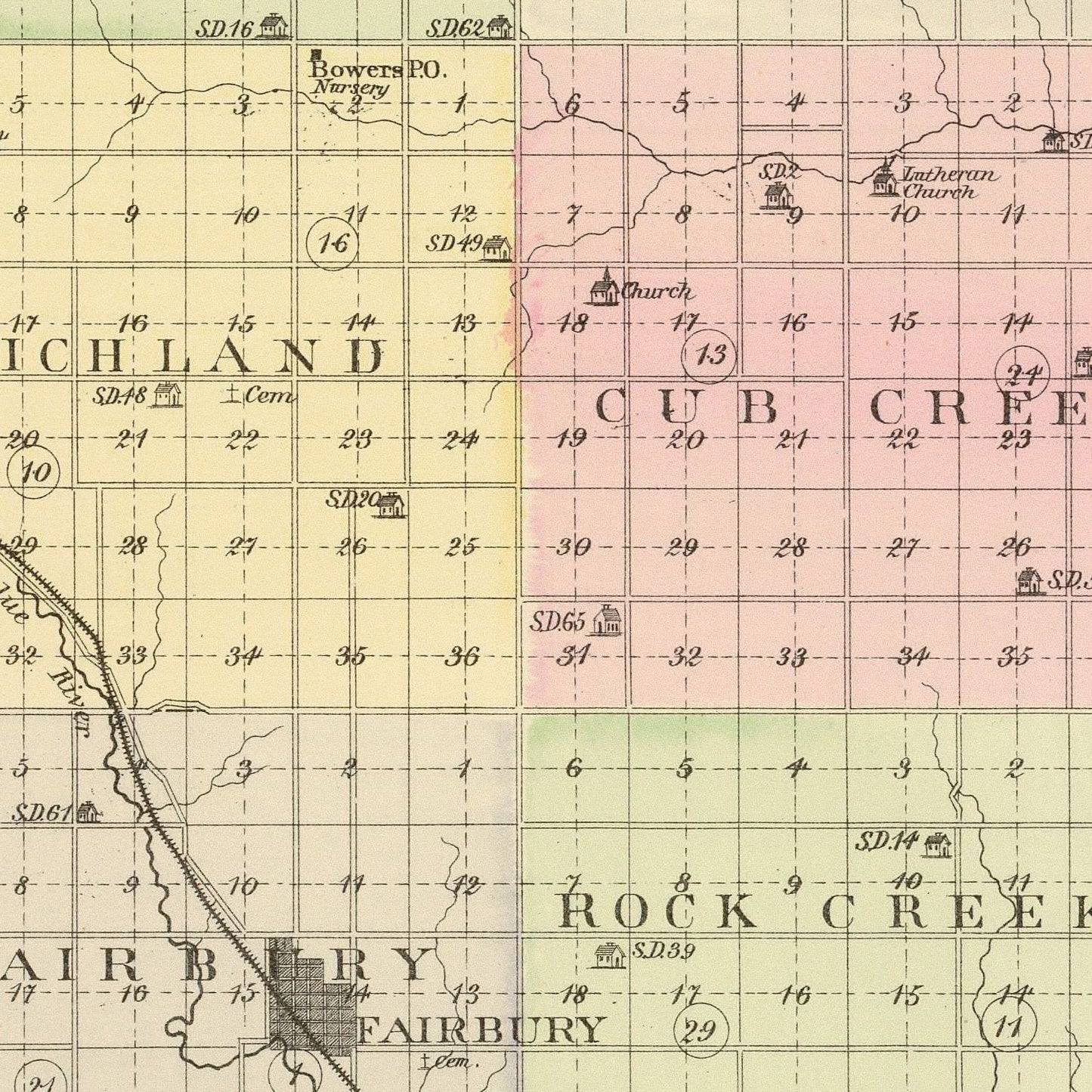 Vintage Map of Jefferson County, Nebraska, 1885