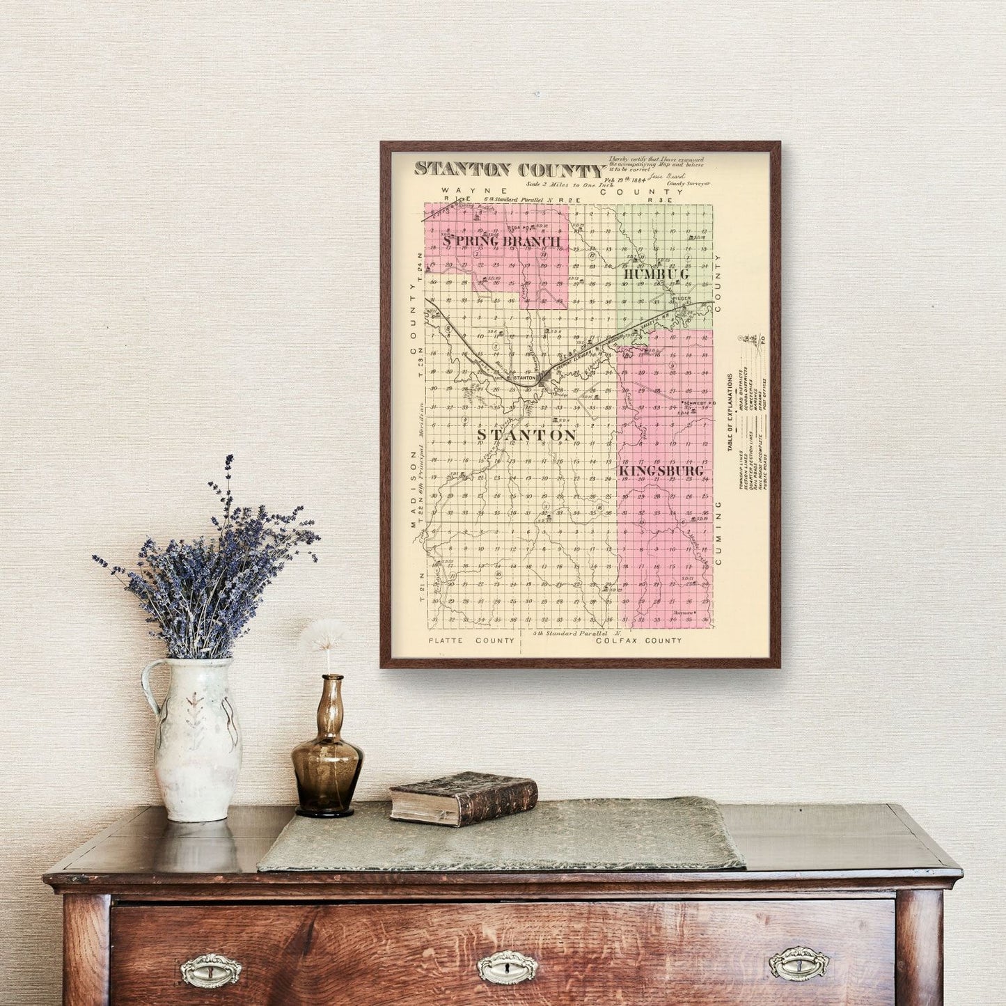 Vintage Map of Stanton County, Nebraska, 1885