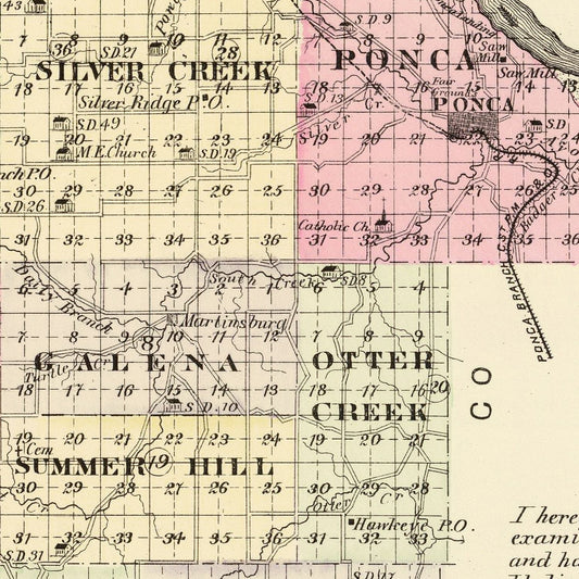 Vintage Map of Dixon County, Nebraska 1885