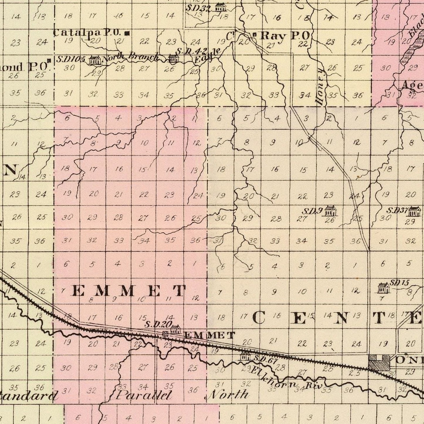Vintage Map of Holt County, Nebraska, 1885