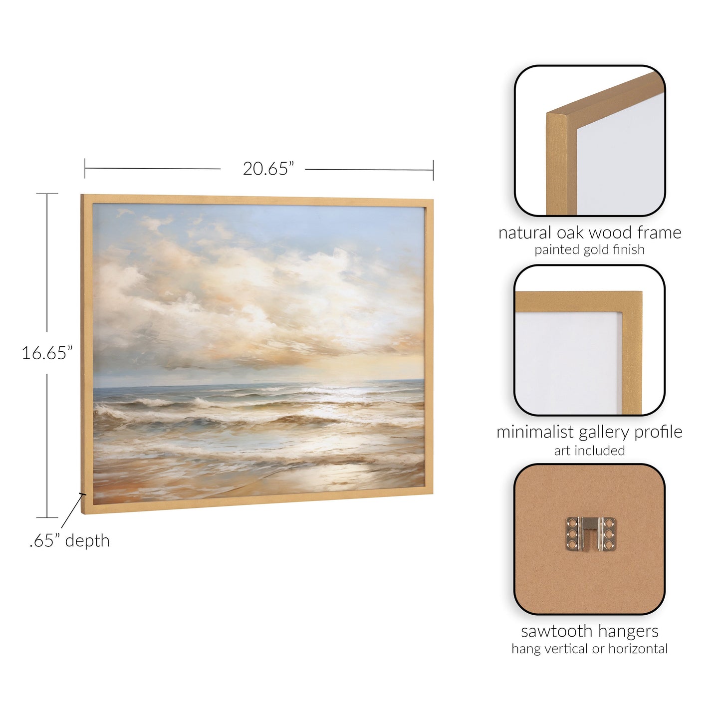 Beach Waves Sunset Coastal Framed Wall Art