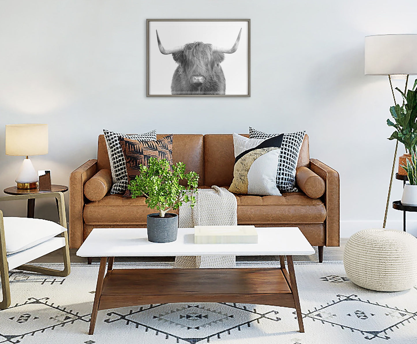 Highland Cow Portrait Framed Wall Art Print