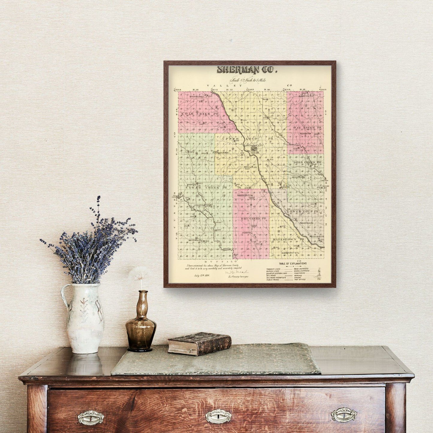Vintage Map of Sherman County, Nebraska, 1885