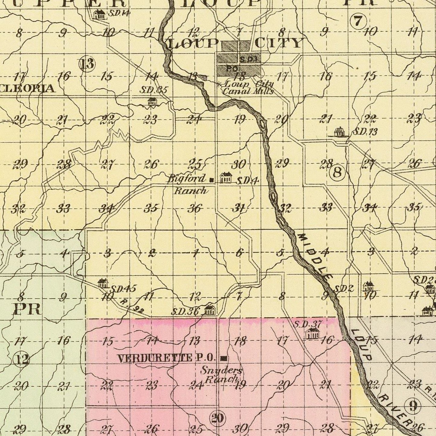 Vintage Map of Sherman County, Nebraska, 1885