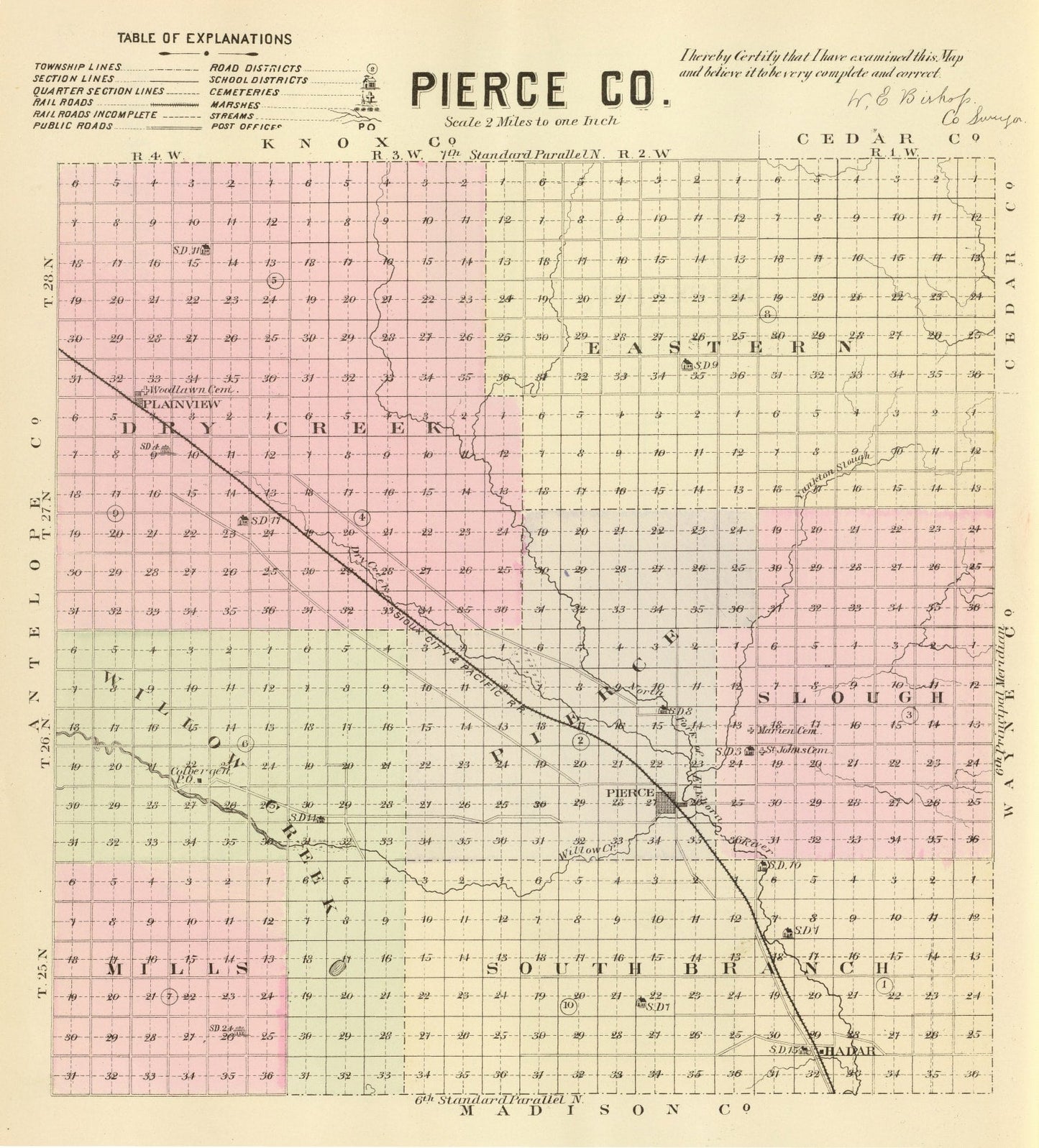 Vintage Map of Pierce County, Nebraska, 1885