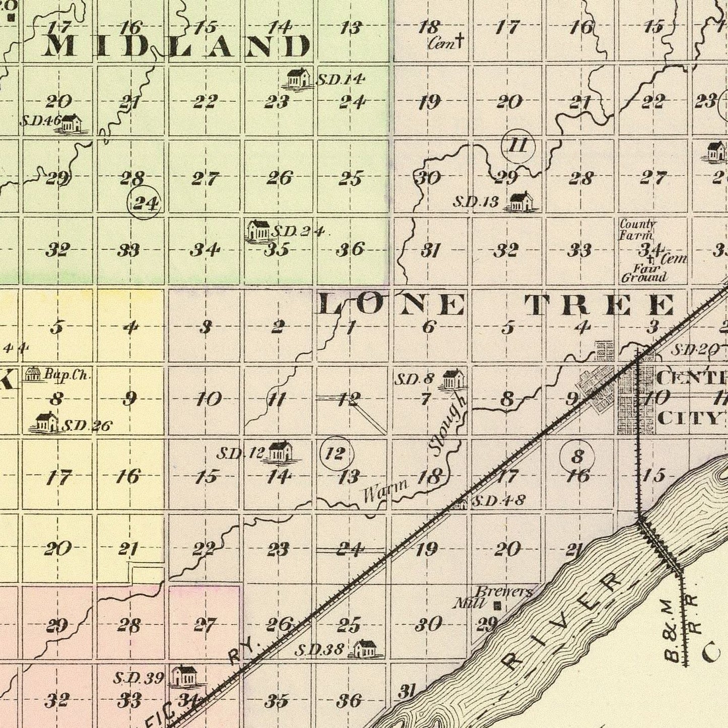 Vintage Map of Merrick County, Nebraska, 1885