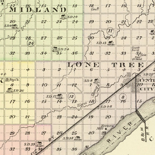 Vintage Map of Merrick County, Nebraska, 1885