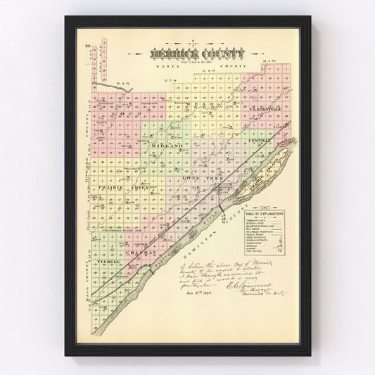 vintage map of Merrick County, Nebraska, 1885