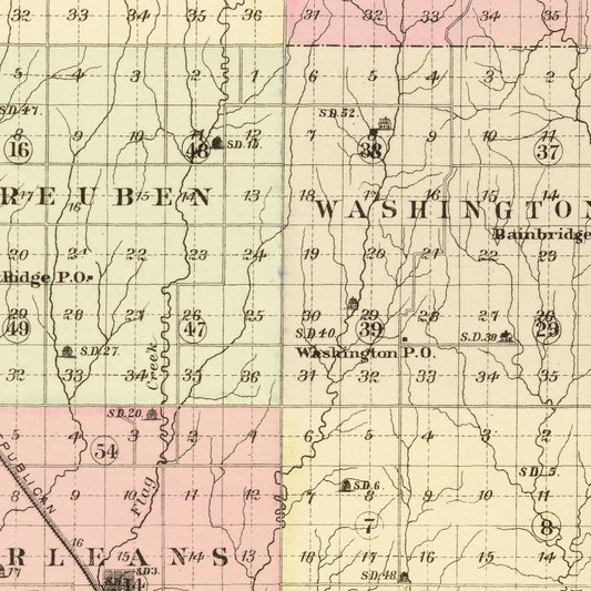 Vintage Map of Harlan County, Nebraska, 1885